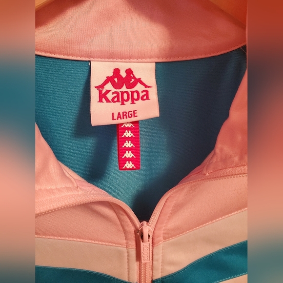 Kappa Authentic Football Esta Track Cropped Jacket Pink White Blue. L. Y2K. - Picture 5 of 12